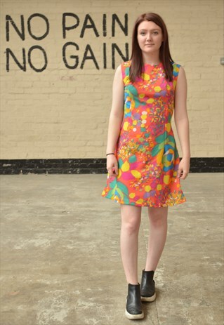 VINTAGE 60S FLORAL MINI DRESS