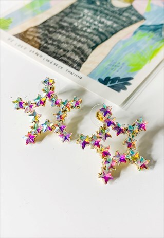 IRIDESCENT STAR GEM EARRINGS