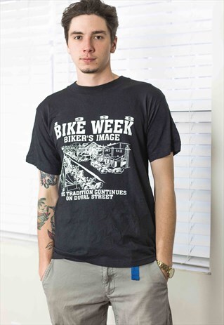 VINTAGE BIKER RALLY T-SHIRT LOGO 90S M 6.3
