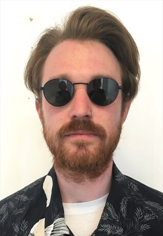 VINTAGE BLACK UNISEX LENNON ROUND SUNGLASSES