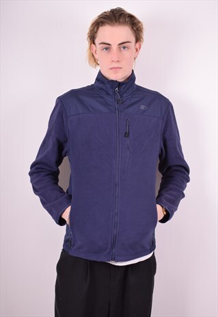 STARTER MENS VINTAGE FLEECE JACKET SMALL NAVY BLUE 90'S