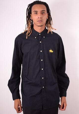 RALPH LAUREN MENS VINTAGE SHIRT XL BLACK 90S
