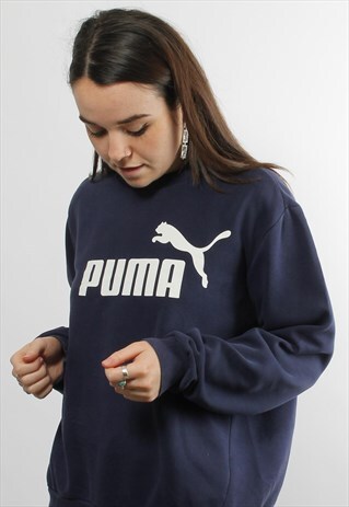VINTAGE PUMA SPELL OUT LOGO NAVY SWEATSHIRT