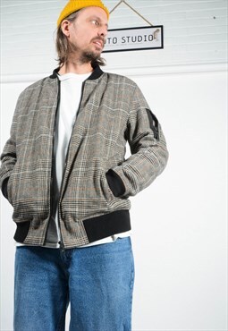 Vintage 90s Checked Bomber Jacket