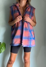 Vintage Checked Fleece Gilet Jacket