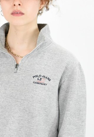 GREY HALF ZIP SWEATER