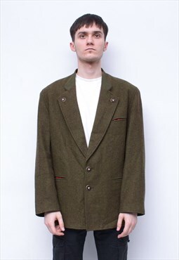 ALPHORN Vintage Men L Blazer US 42S UK Trachten Suit Jacket
