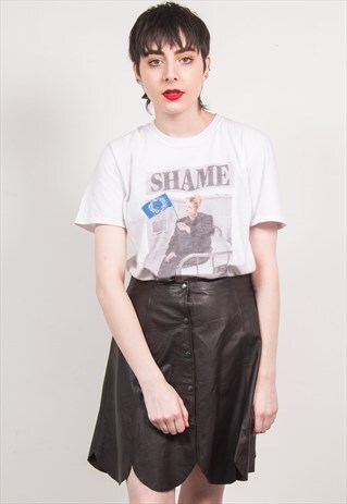 VINTAGE 90'S LEATHER SCALLOP MINI SKIRT