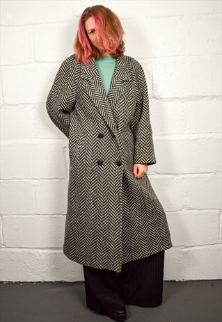 VINTAGE 90S DOGTOOTH WOOL COAT