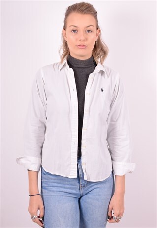 RALPH LAUREN WOMENS VINTAGE SHIRT MEDIUM WHITE 90S
