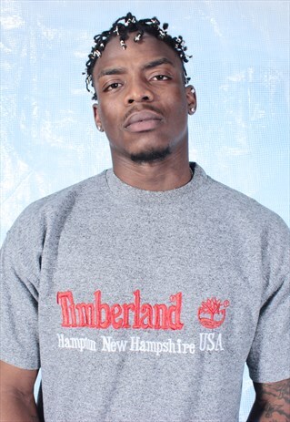 VINTAGE TIMBERLAND GREY EMBROIDERED TEE