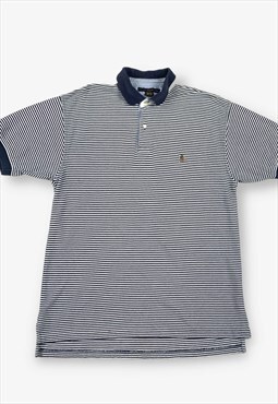 Vintage tommy striped polo shirt navy blue large BV16663