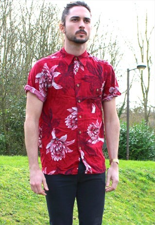 VINTAGE 90S HAWAIIAN USA SHIRT - SMALL/MEDIUM - COCKTAIL