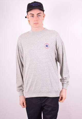 CONVERSE MENS VINTAGE SWEATSHIRT JUMPER XL GREY 90S