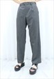 90s Vintage Grey High Waisted Trousers (Size XL)