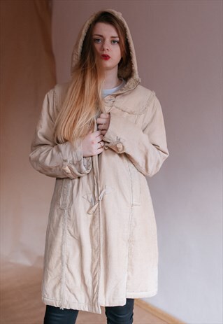 VINTAGE 70S' BOHO VELVET HOODED COAT