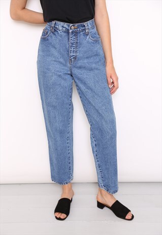 VINTAGE BLUE DENIM HIGH WAISTED MOM JEANS