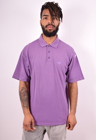 ADIDAS MENS VINTAGE POLO SHIRT LARGE PURPLE 90S
