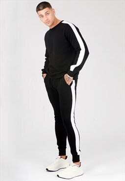Side panel skinny fit joggers - black