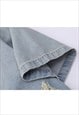 DENIM SHIRT SHORT SLEEVE RETRO PATCH JEAN TOP IN DARK BLUE 