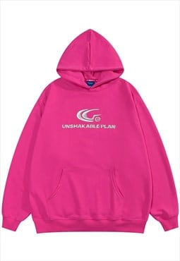 Utility hoodie patch pullover unshakable slogan top in pink