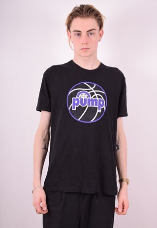 REEBOK MENS VINTAGE T-SHIRT TOP MEDIUM BLACK 90S