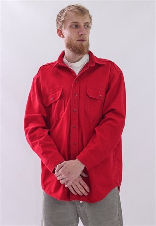 VINTAGE MENS WOOLRICH LONG SLEEVE HEAVY WOOL CASUAL SHIRT