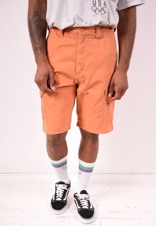 WRANGLER MENS VINTAGE CARGO SHORTS W30 ORANGE 90S