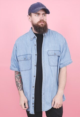 VINTAGE SHORT SLEEVED DENIM SHIRT /R12372