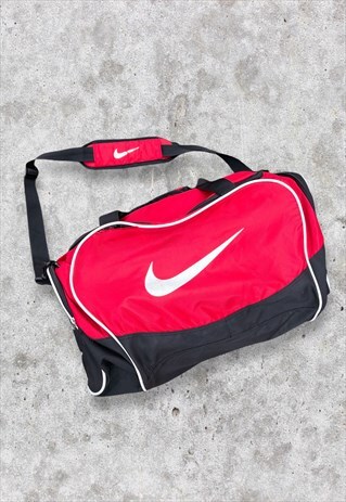 VINTAGE NIKE HOLDALL DUFFLE GYM BAG RED SWOOSH