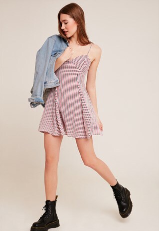 STRIPED FLARED DRESS