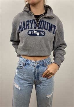 Vintage 'Marymount' grey American college zip sweatshirt