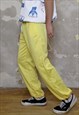 HEART EMBROIDERY JOGGERS THIN BRIGHT OVERALLS IN YELLOW