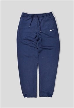 Vintage 90s Nike Embroidered Logo Joggers in Navy Blue