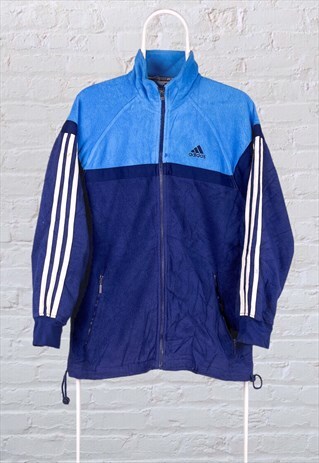 VINTAGE ADIDAS FLEECE JACKET BLUE WOMEN'S LARGE