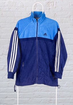 Vintage Adidas Fleece Jacket Blue Women's Large