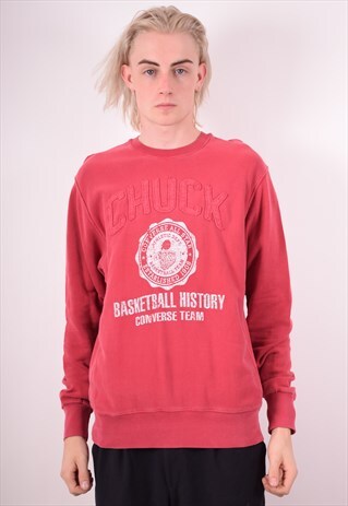 CONVERSE MENS VINTAGE SWEATSHIRT JUMPER MEDIUM RED 90S