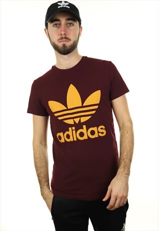 VINTAGE ADIDAS ORIGINALS T SHIRT BURGUNDY