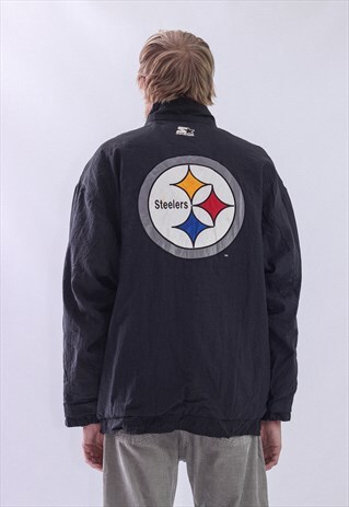 VINTAGE MENS STARTER STEELERS NFL BIG LOGO WINTER JACKET