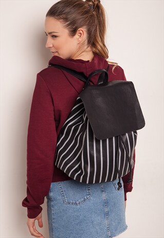 FOLD OVER LEATHER-LOOK BACKPACK