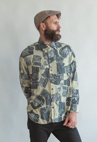 VINTAGE 80S FESTIVAL SHIRT IN ABSTRACT PATTERN