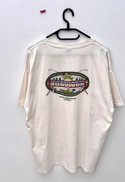 Vintage Minnesota 10000 lakes beige fish T-shirt XL 