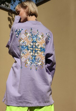 VINTAGE 80'S OVERSIZE GRAPHIC PRINT SWEATSHIRT PURPLE