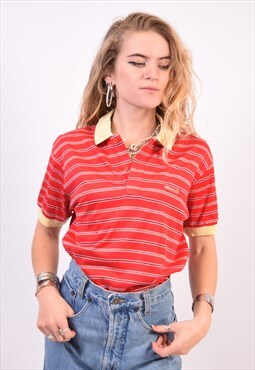 Vintage Ellesse Polo Shirt Stripes Red
