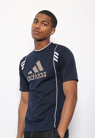 VINTAGE ADIDAS BIG LOGO T-SHIRT BLUE