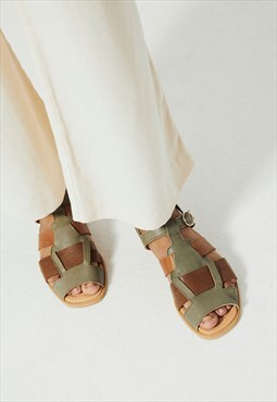 Naguisa Amura leather sandals - Olive