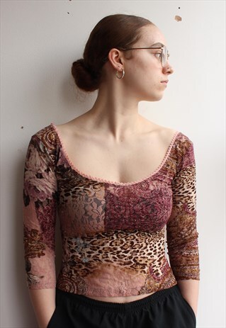 LEOPARD PRINT ANIMAL PRINT FLORAL MESH NET TOP