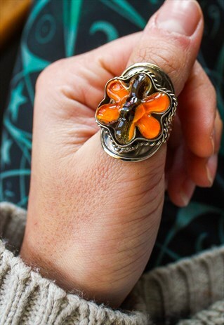 ADJUSTABLE FLOWER MORANO GLASS RING
