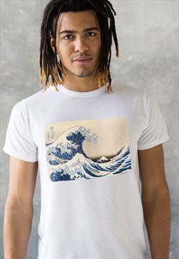 Japanese Ukiyo-e Art Hokusai Wave Mount Fuji T Shirt Men