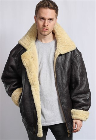 VINTAGE LEATHER SHERPA JACKET